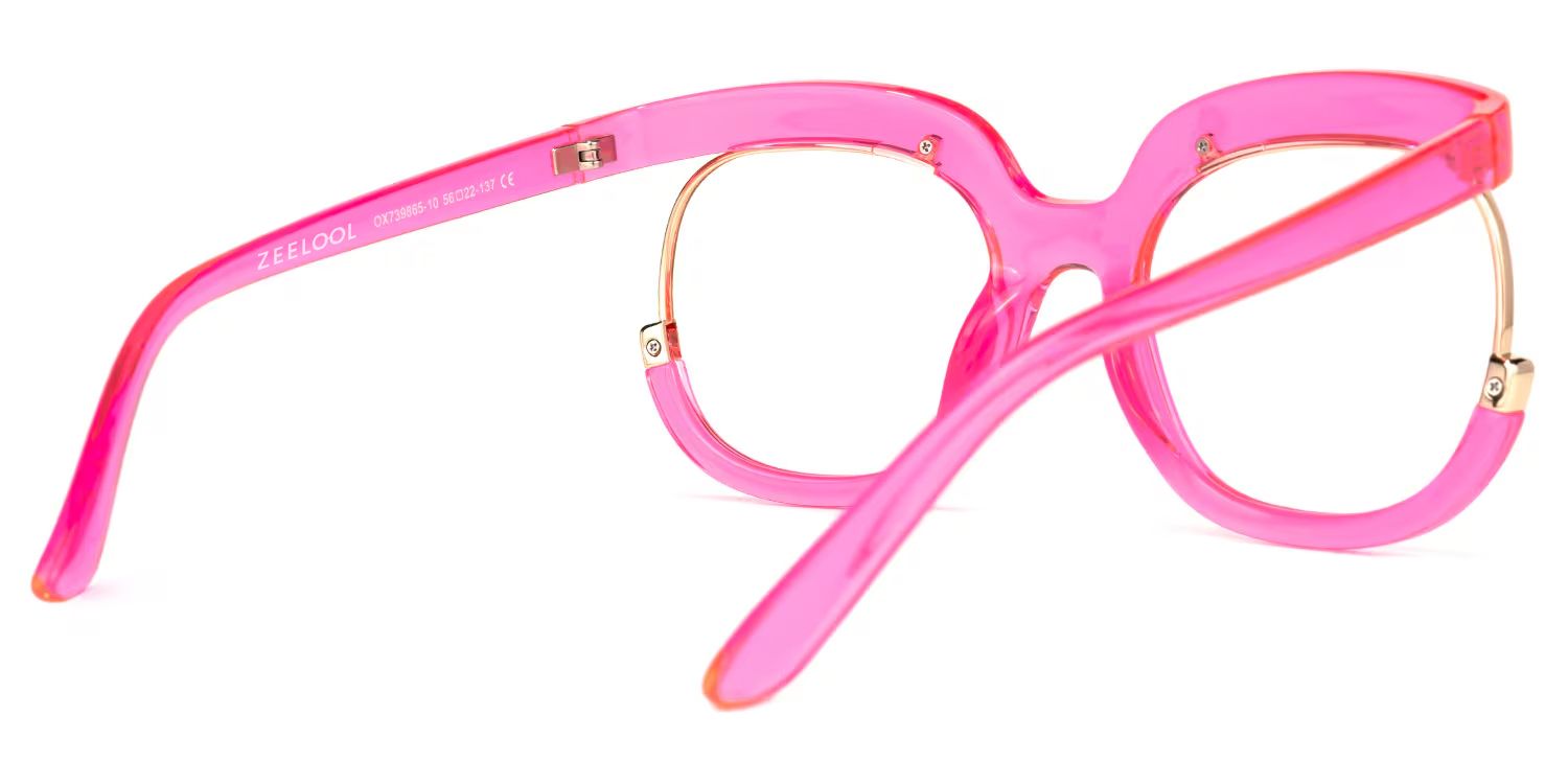 Darice Pink Round Transparent Semi-Frame Glasses | ZEELOOL UK3