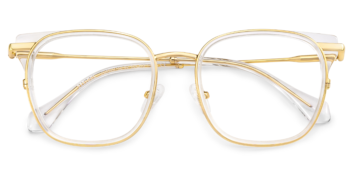 Cameron Eyeglasses in Square Crystal-gold Frame | ZEELOOL UK2