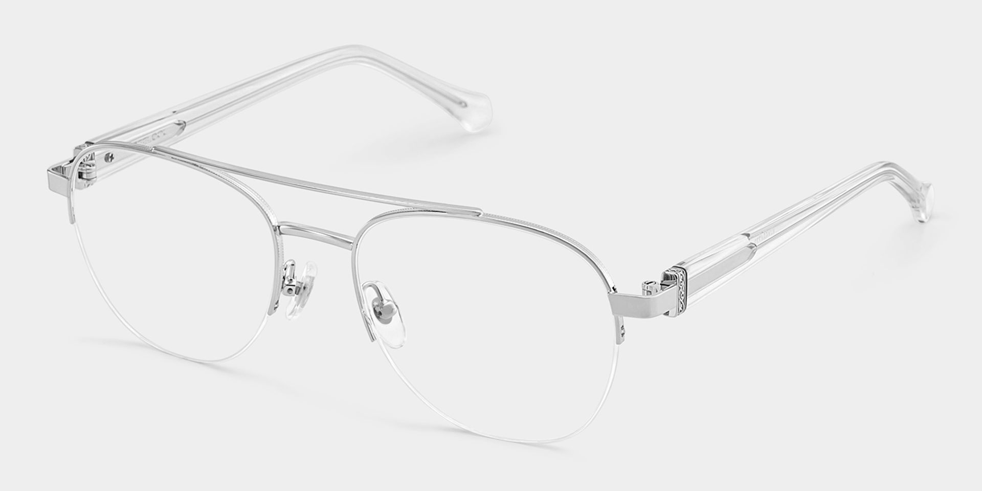 Emily Silver Frame Glasses with Aviator Frame Online | ZEELOOL2