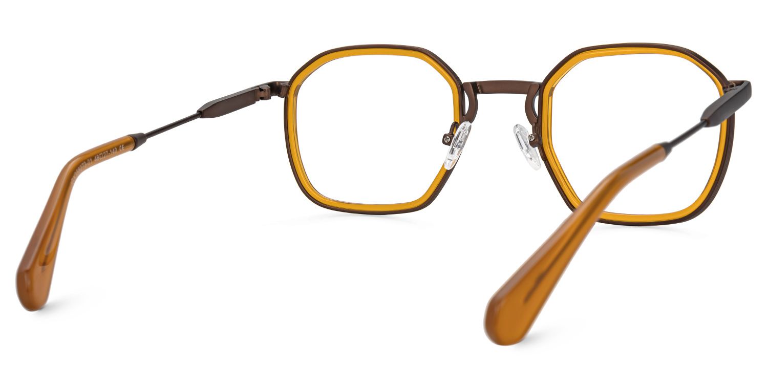 Yellow Mixed-Materials Geometric Eyeglasses-Collette3