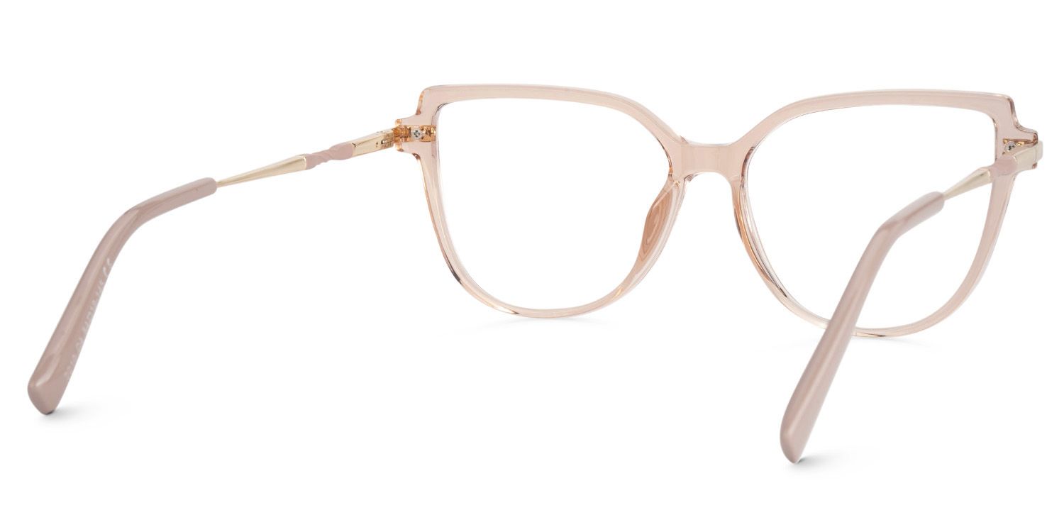Eisan Thin Beige Eyeglass Frames with Cateye | ZEELOOL UK3