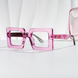 Tiffaney Square Transparent Pink Glasses0