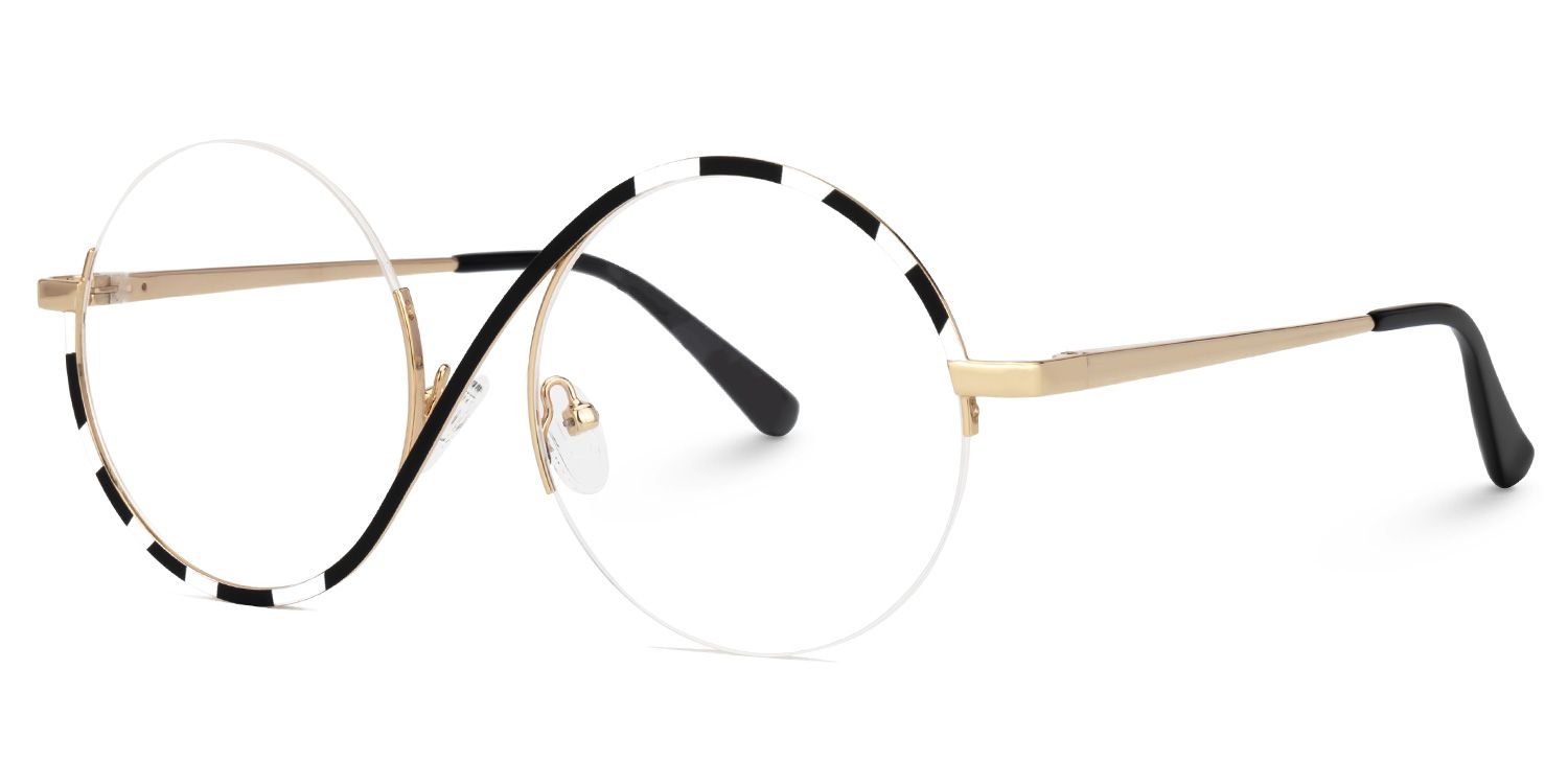 Round Flozif Black-White Glasses deals -Zeelool Glasses1