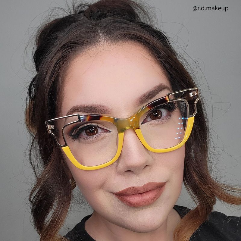 Rhoden Yellow Cateye Frame Glasses | Zeelool12