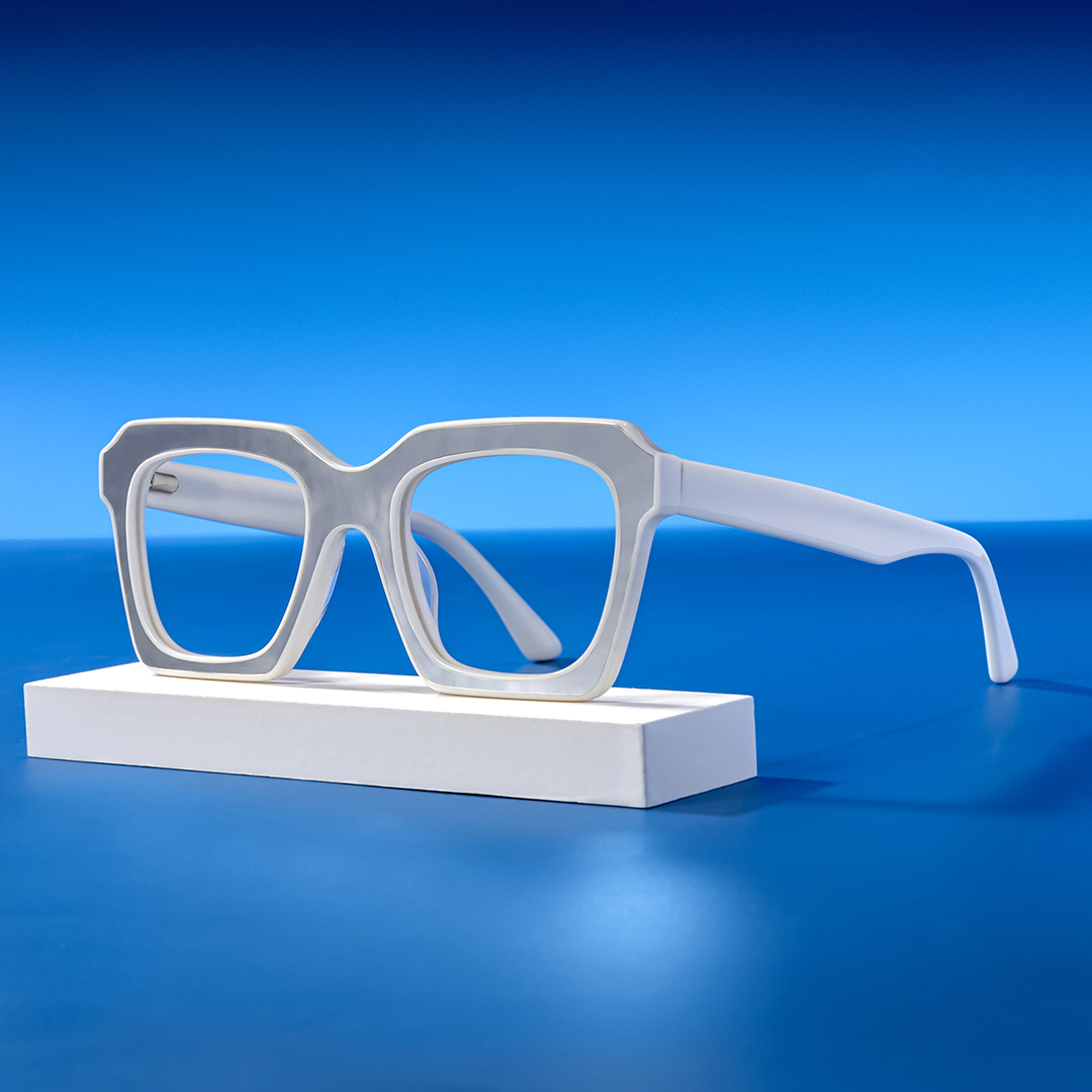 Square Prescription Glasses With Silver Leather For Women0