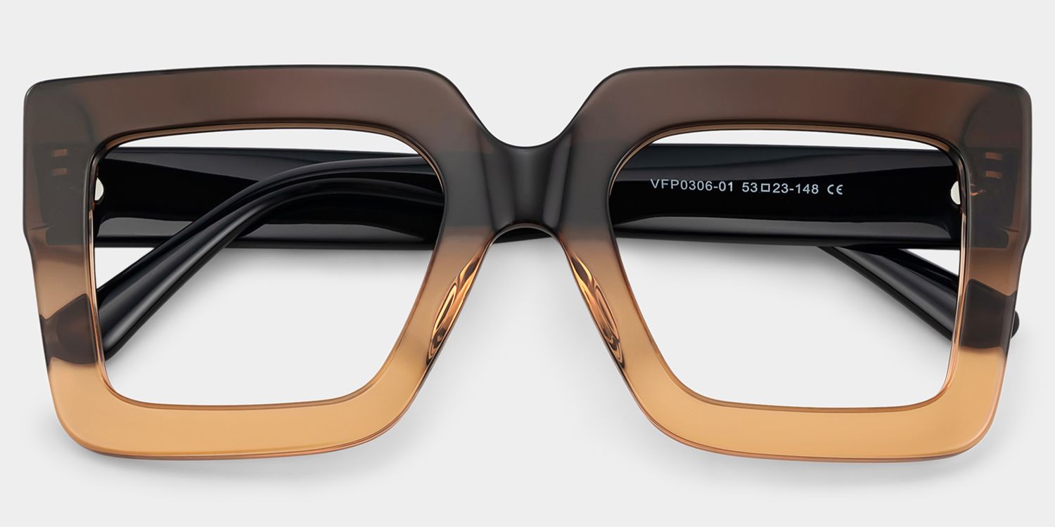 Brandon Brown Square Frame Glasses, Thick Tawny Frames