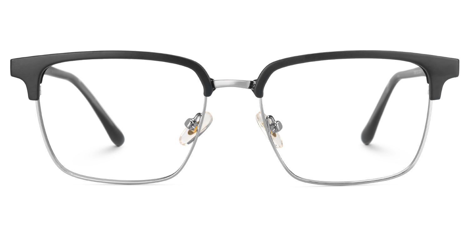 Adjustable Nose Pads Booker Eyeglasses, Booker Black-Silver Glasses -Zeelool0