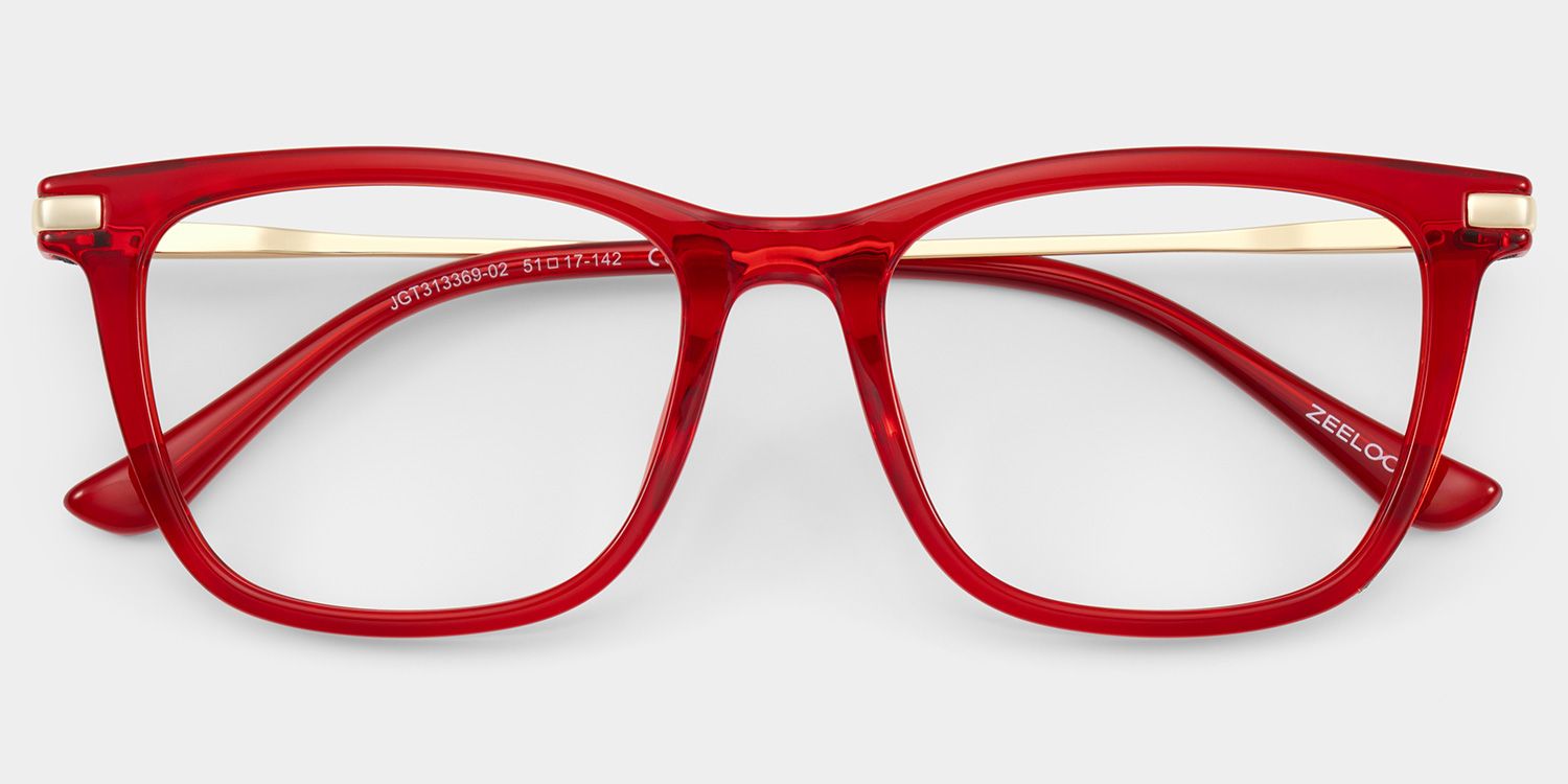 Selena Rectangle Transparent Red Glasses for Women | ZEELOOL1