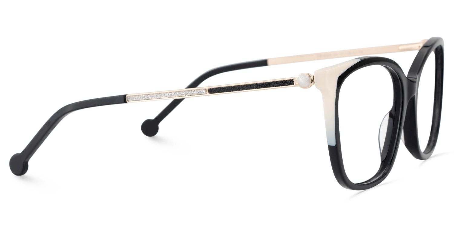 Nico Eyeglasses in Square Black White Frame | ZEELOOL UK4
