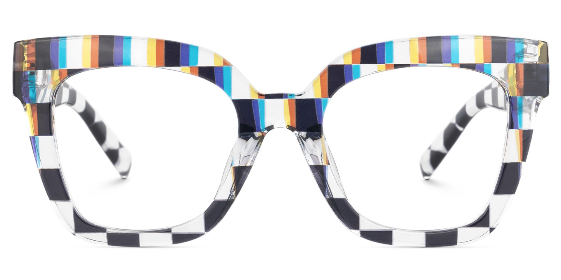 Geek Chic Malcolm Checkered Square Frame Glasses0