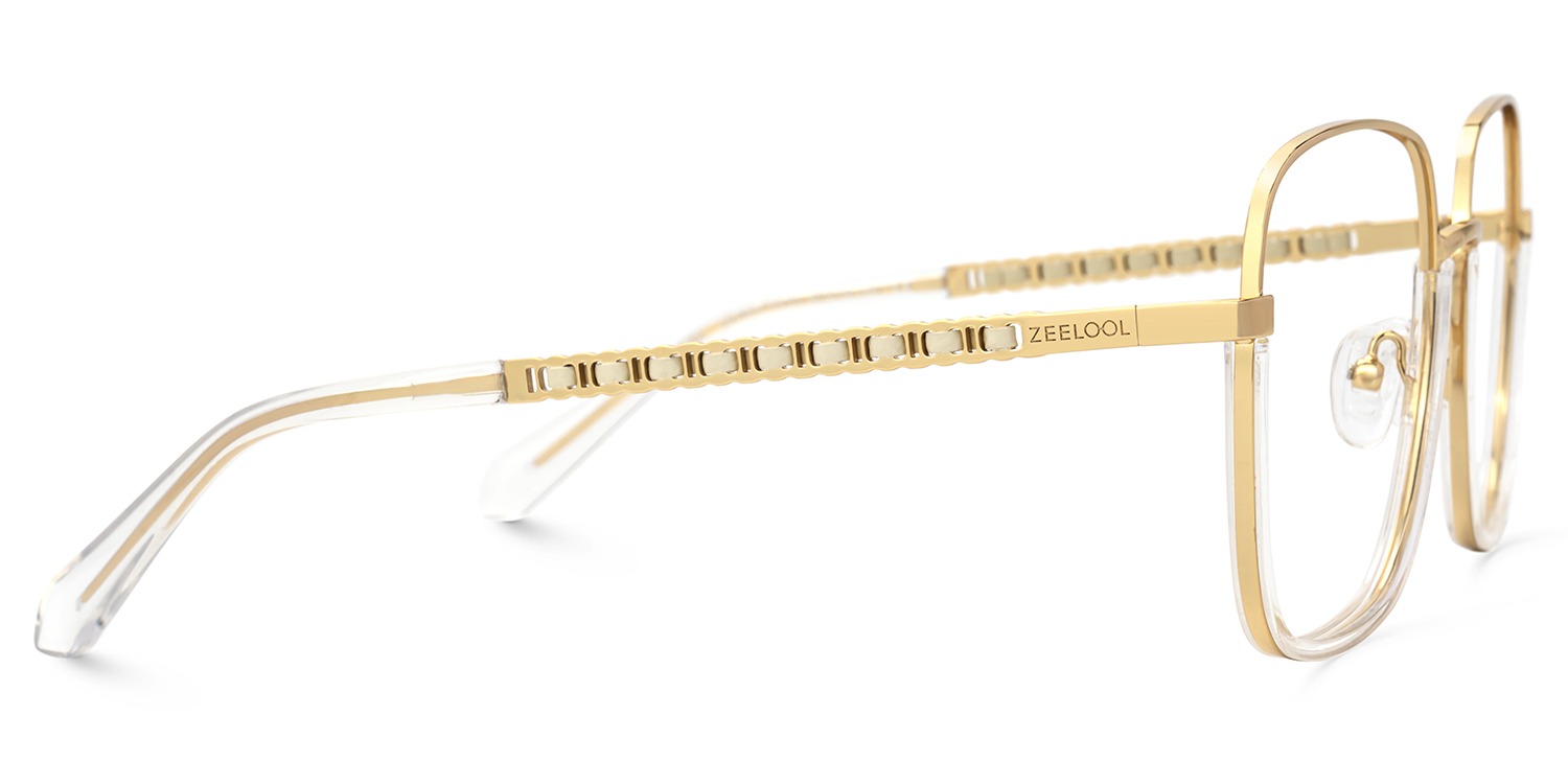 Perfecta Square Clear and Gold Prescription Glasses | ZEELOOL UK2