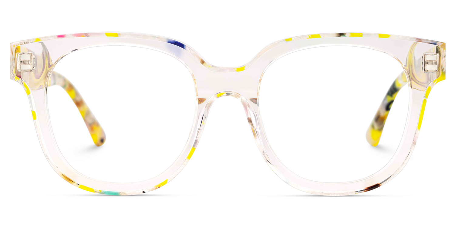 Jett Acetate Yellow Frame Glasses with Square Shape | ZEELOOL UK1