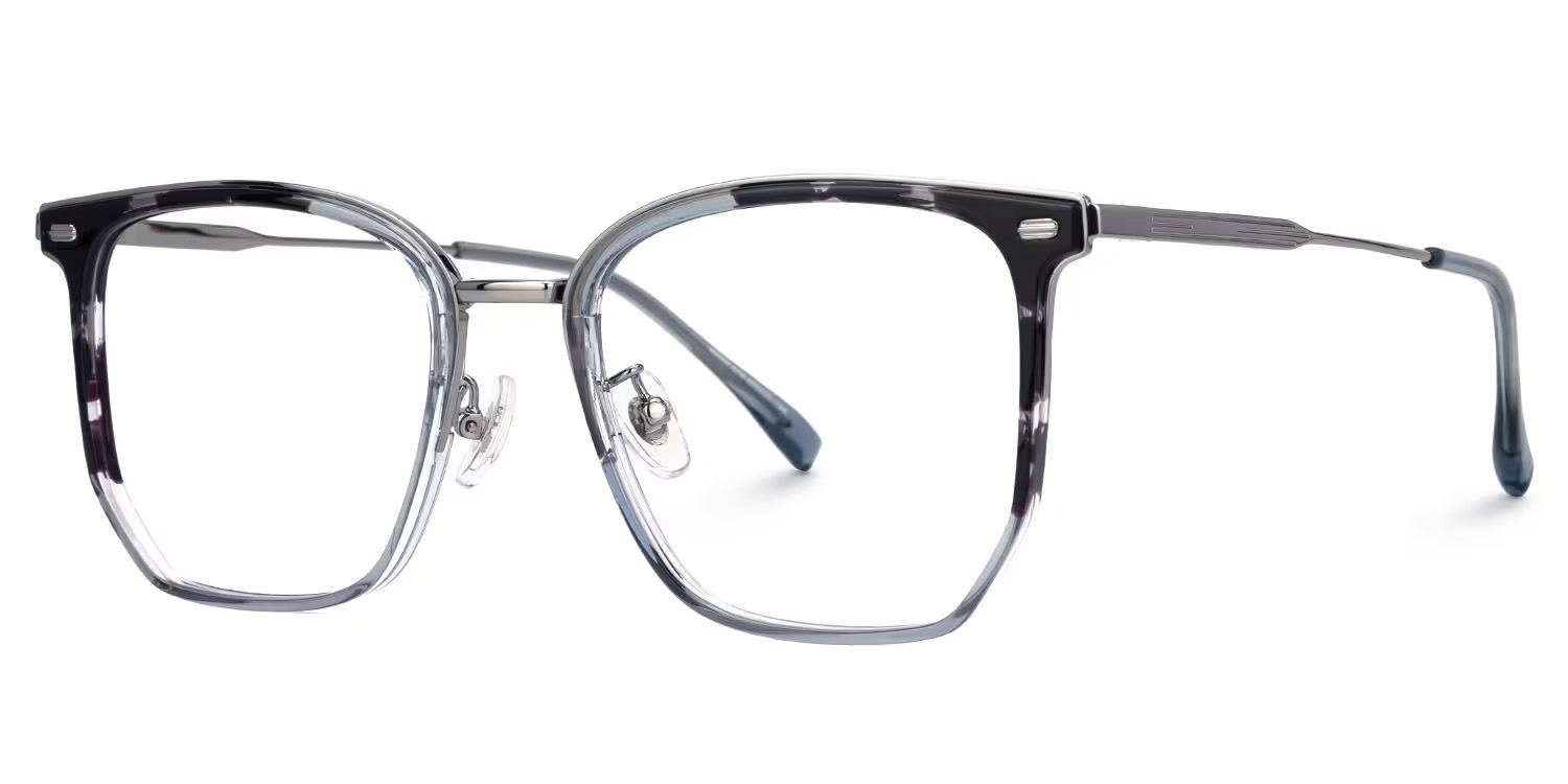 Roque Mixed-material Geometric Tortoise Frame Glasses | ZEELOOL UK1