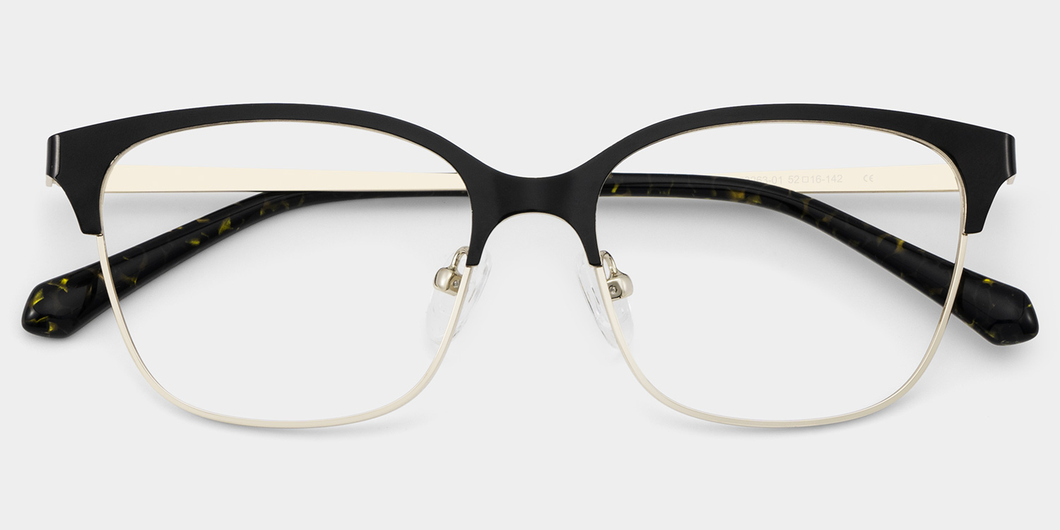 Vera Black Gold Frame Glasses with Browline Frame Online | ZEELOOL UK2