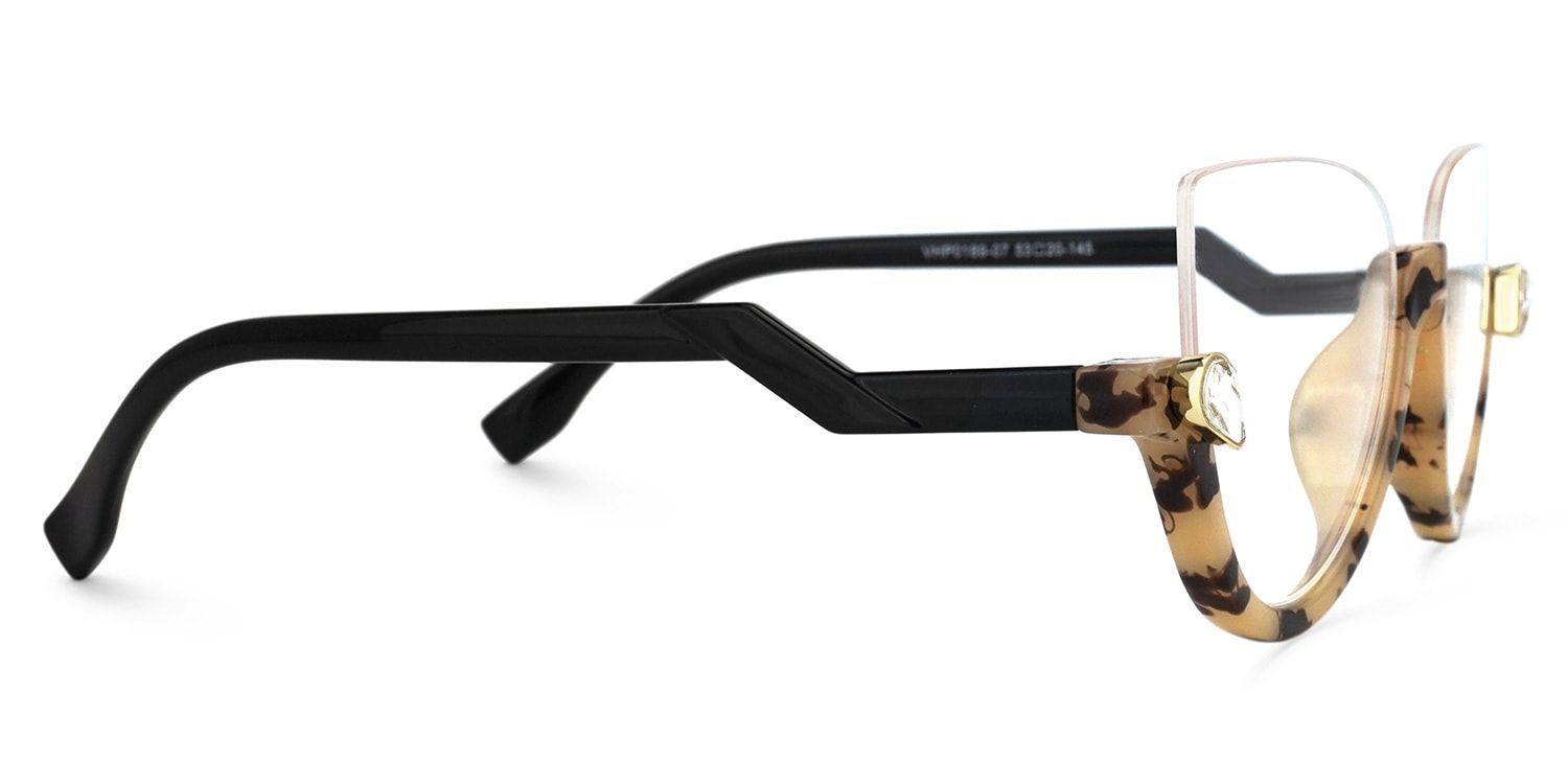 Felicia Cateye Tortoise Eyeglasses and Clear Half-Frames2