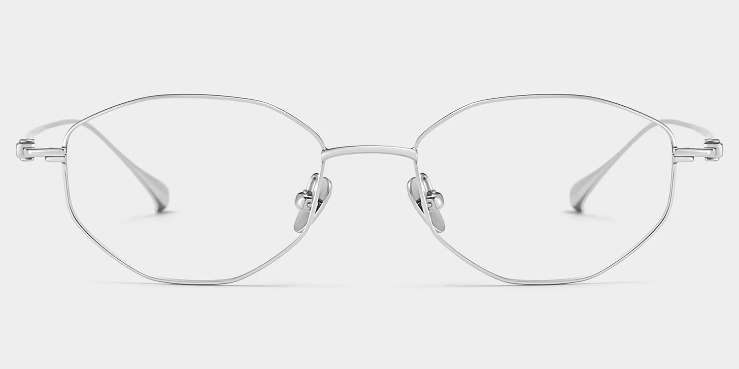 Everett Silver Frame Glasses with Geometric Frame Online |  ZEELOOL UK2