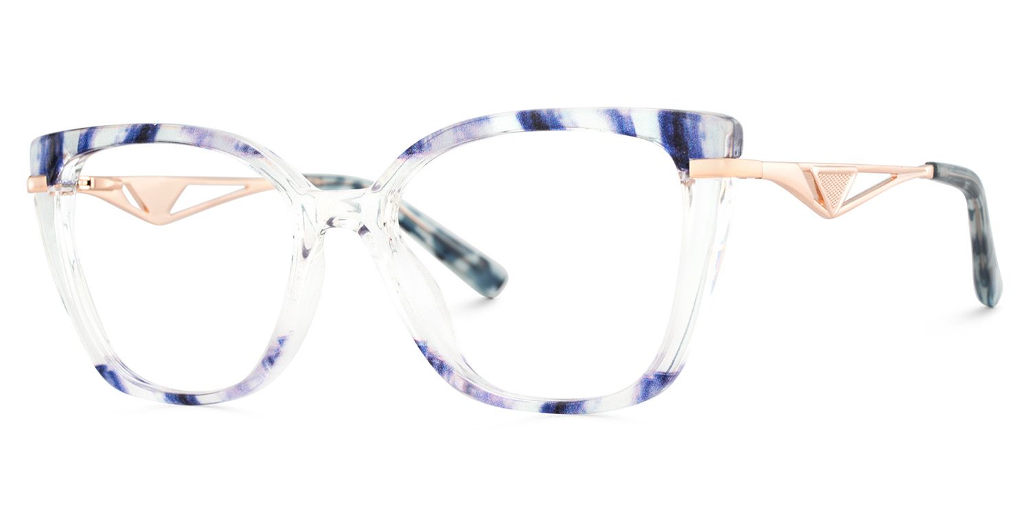 Cateye Shape Blue Light Blocking Glasses with Blue Pattern3