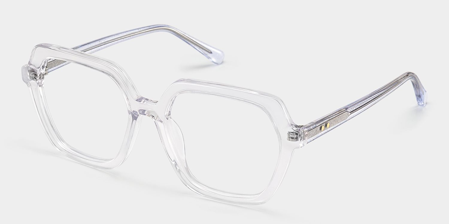 Devon Geometric Clear Hexagon Glasses for Women | ZEELOOL2