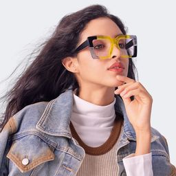 Shamika Yellow Rectangle Glasses5