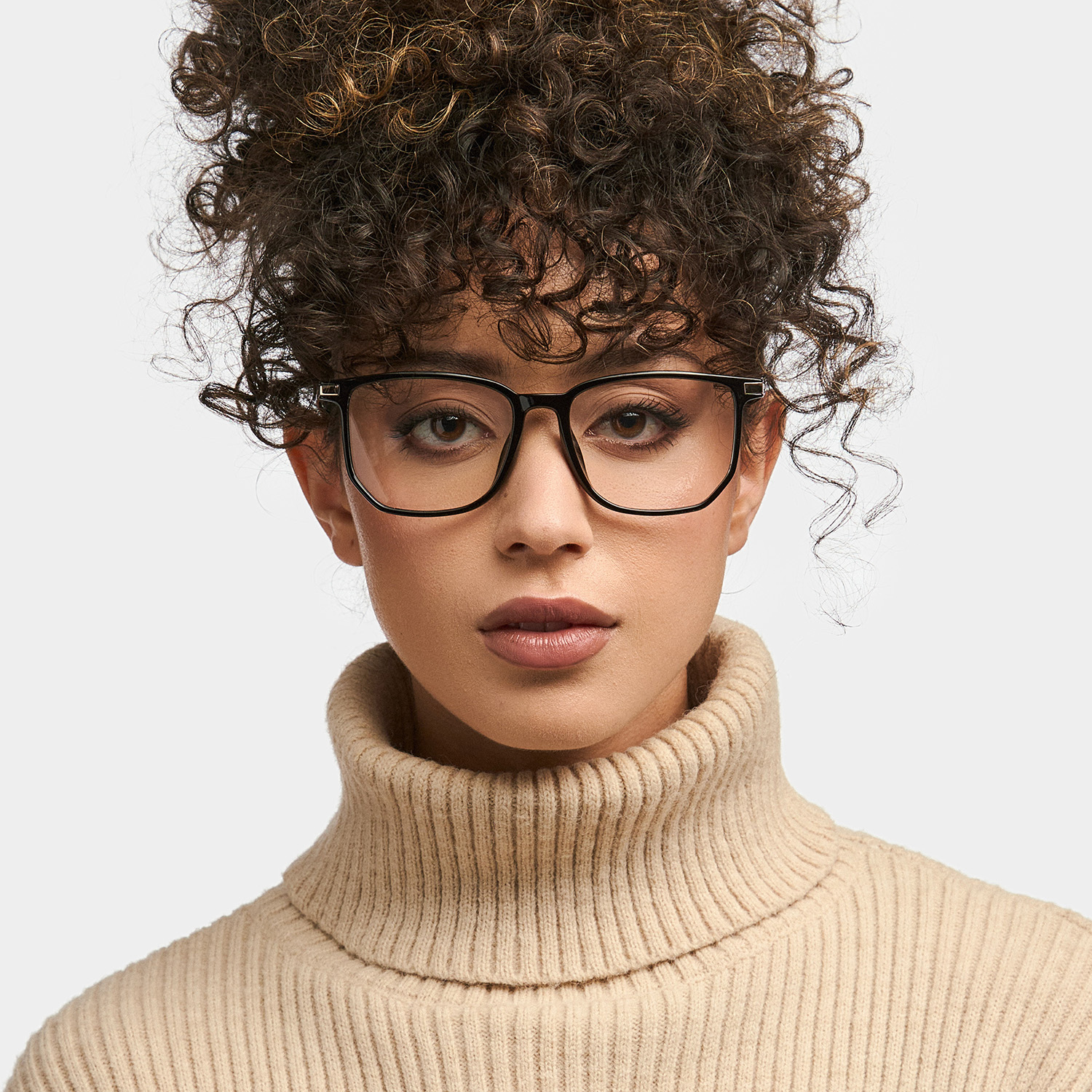 Fezell Square Black Eyeglasses and Thin Wide Frames0