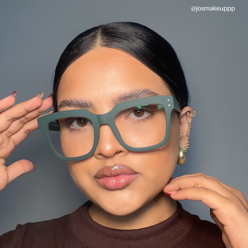 Liizbeett Square Eyeglasses with Dark Green Frames11