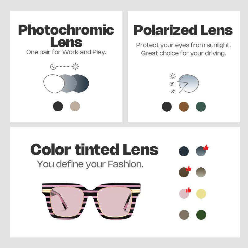 Taylor Square Black Pink Striped Frame Glasses for females | ZEELOOL UK4