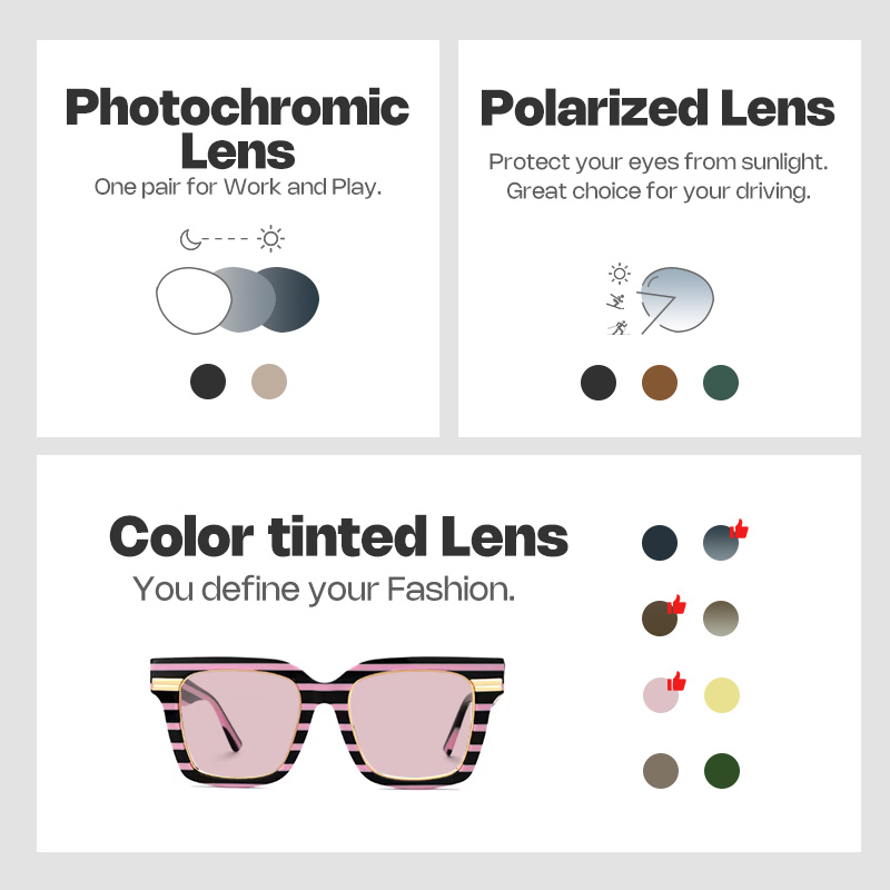 Taylor Square Black Pink Striped Frame Glasses for females | ZEELOOL UK4