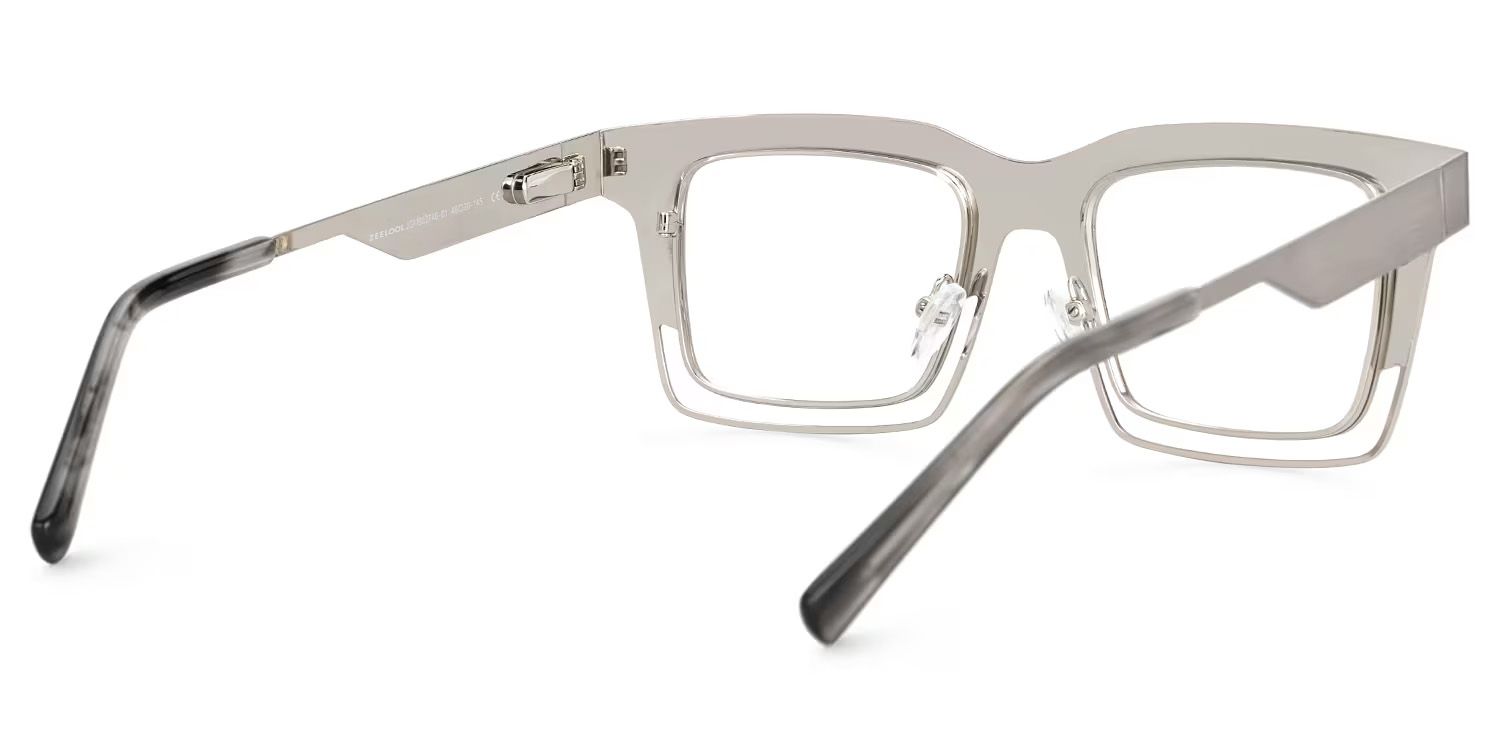 Evan Rectangle Silver Frame Eyeglasses for Males | ZEELOOL UK4