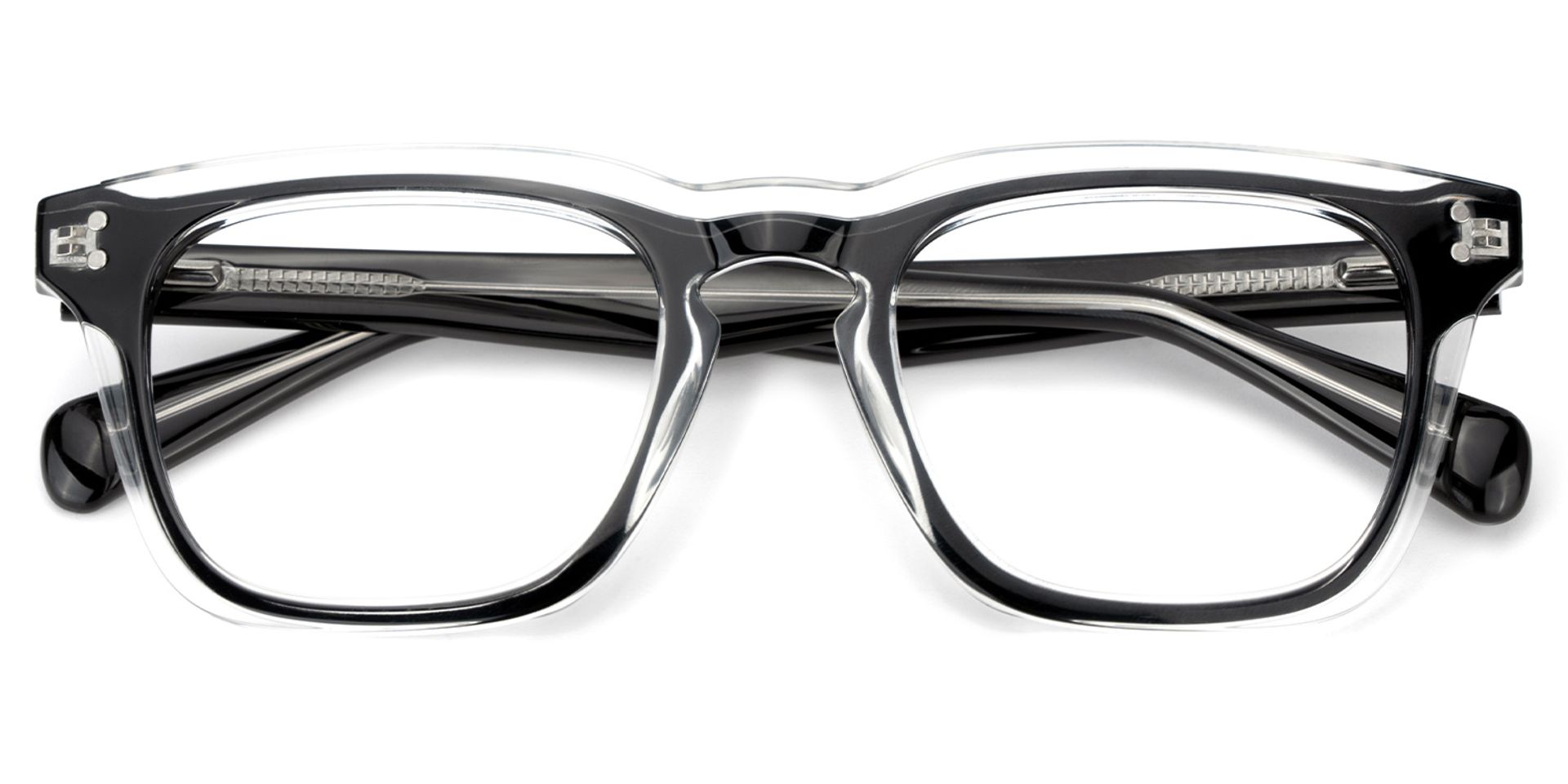 Tr90 Eyeglasses Frames With Rectangle Shape and Black Clear Color2