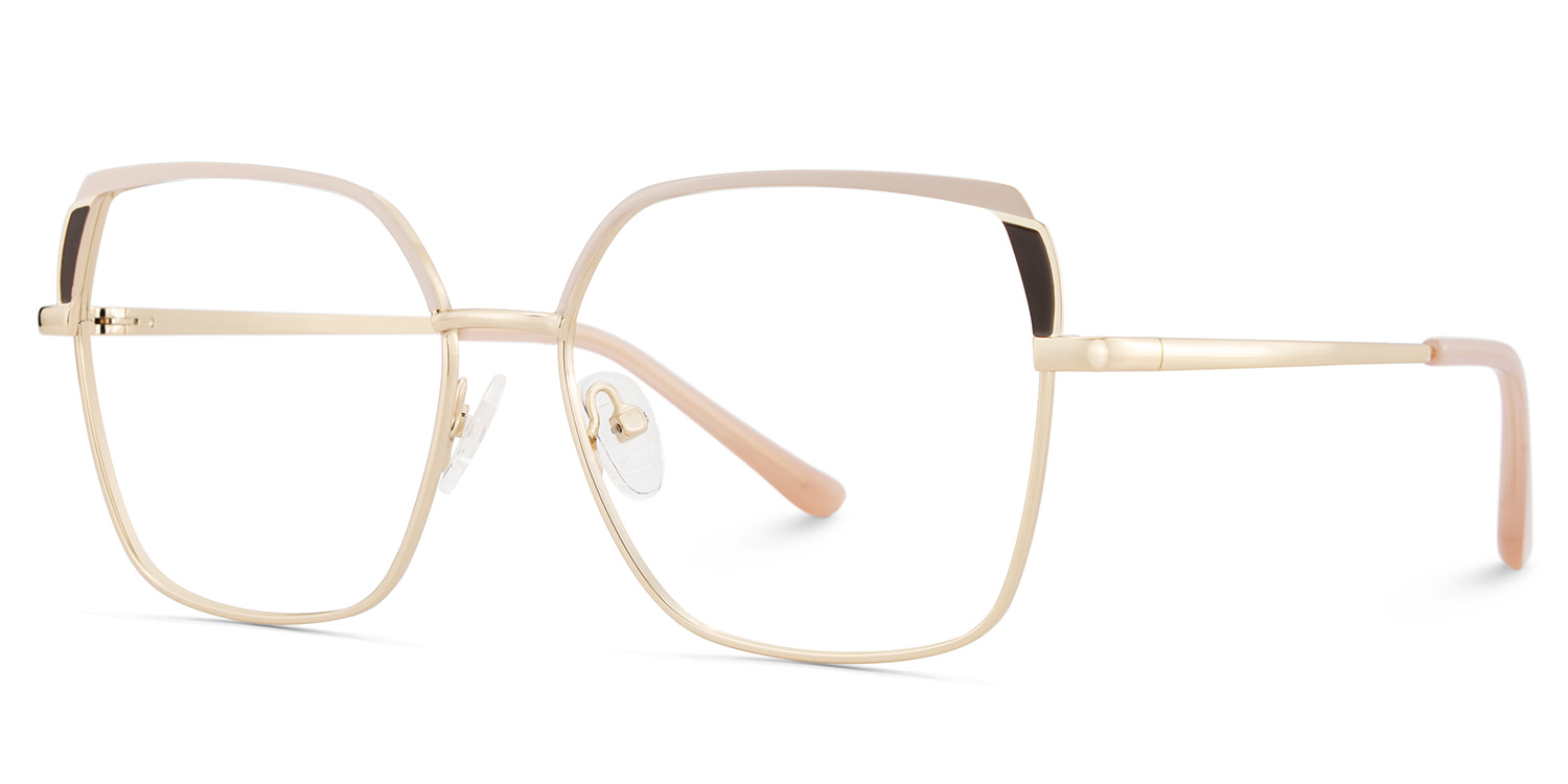 Shayla Metal Square Pink Brown Frame Glasses | ZEELOOL UK3