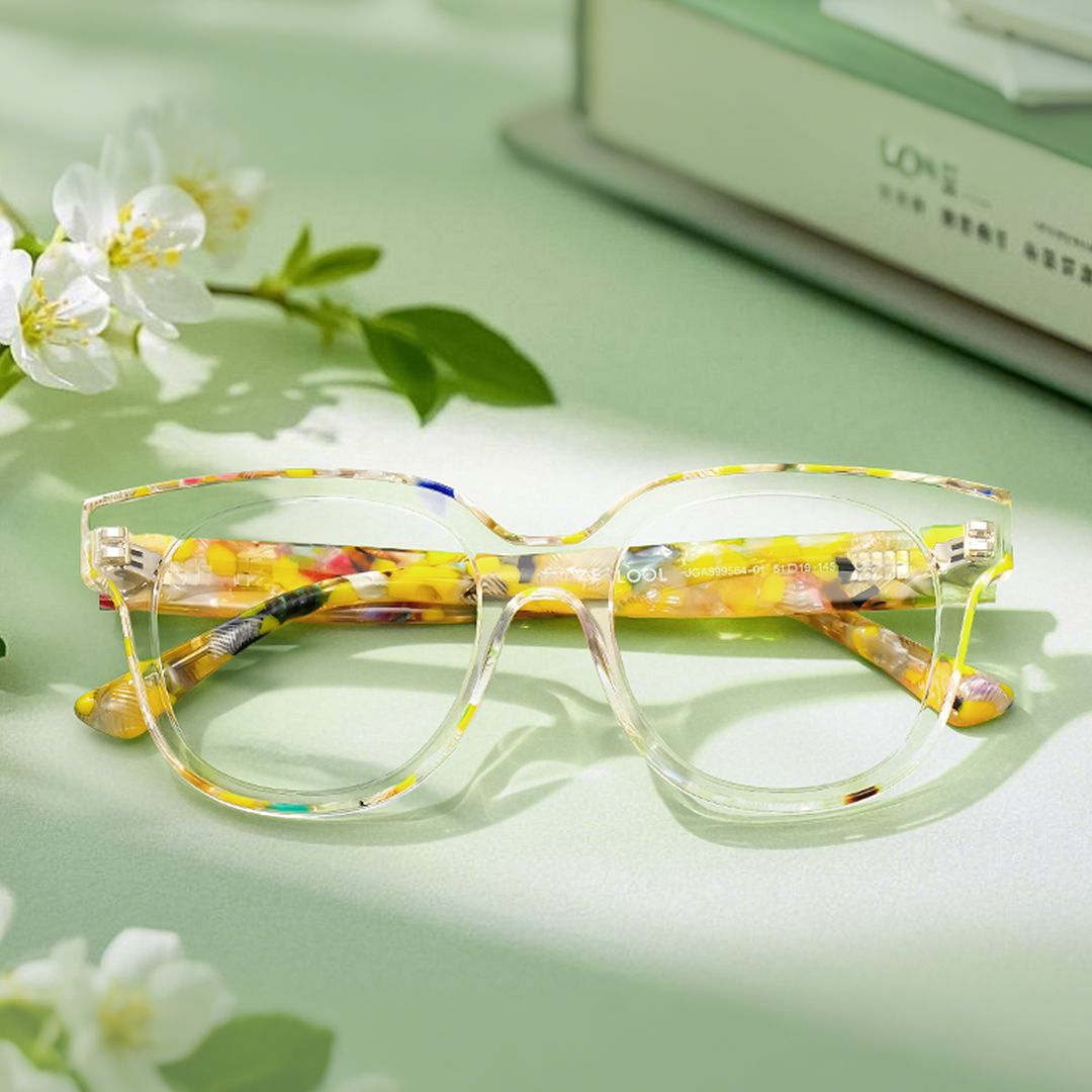Jett Acetate Yellow Frame Glasses with Square Shape | ZEELOOL UK8