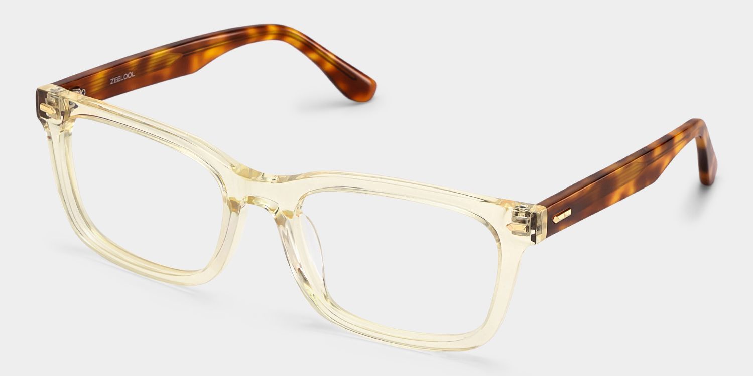 Patrick Clear Yellow Rectangle Glasses Frames for Men | ZEELOOL2
