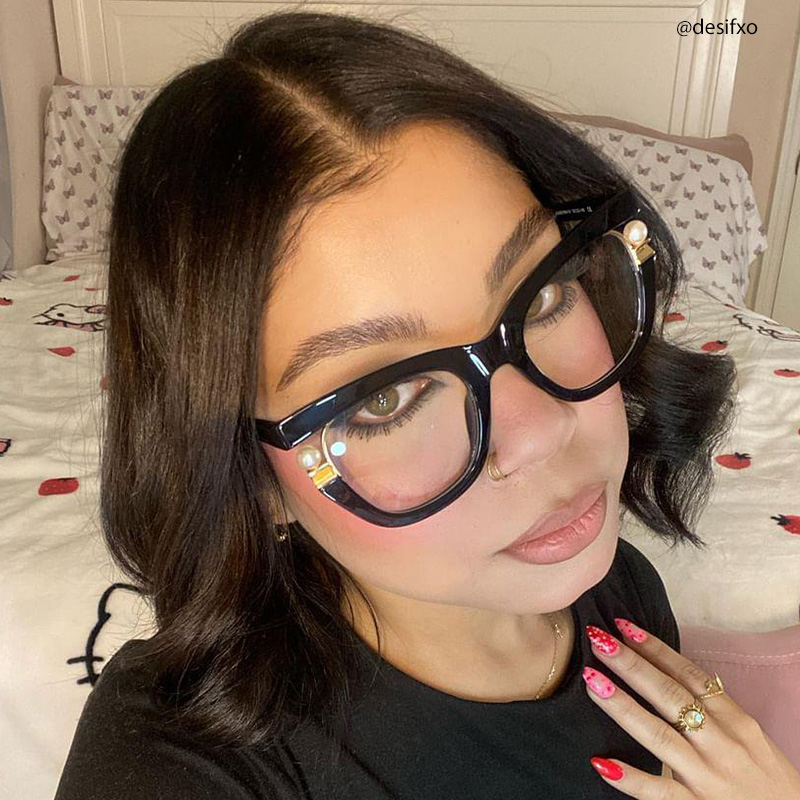 Pearl Cateye Black Glasses8