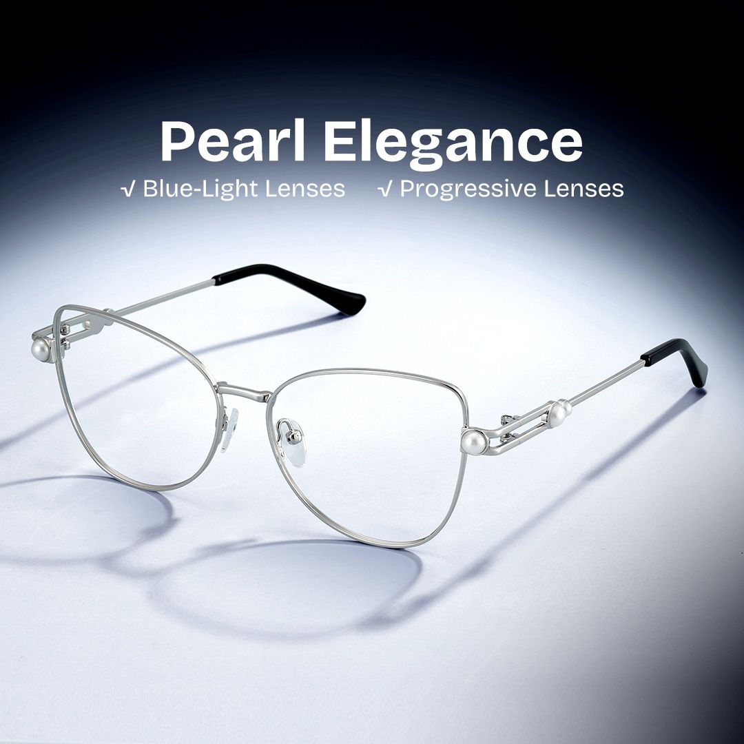 Gaga Eyeglasses in Cat Eye Sliver Frame | ZEELOOL UK0