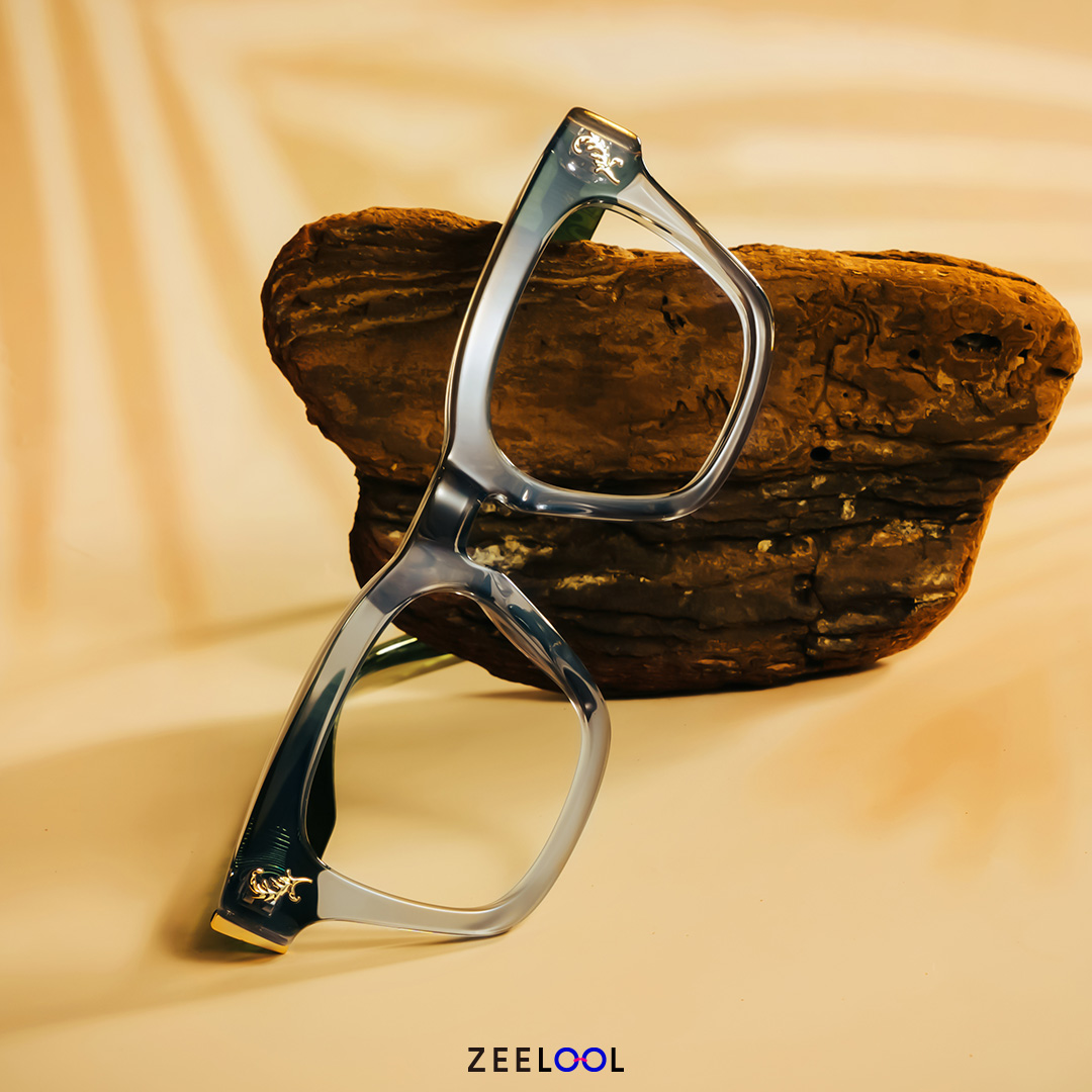 Square Gray Classic Glasses With Green Arms - Dodard Acetate Frame Glasses5