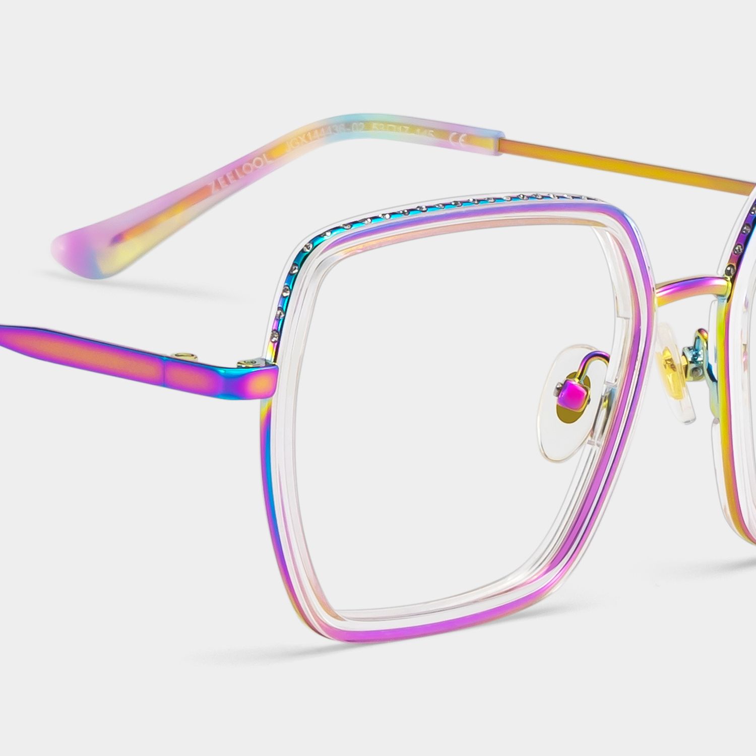 Square Iridescent Eyeglasses- Fiona Mixed Frame Glasses4