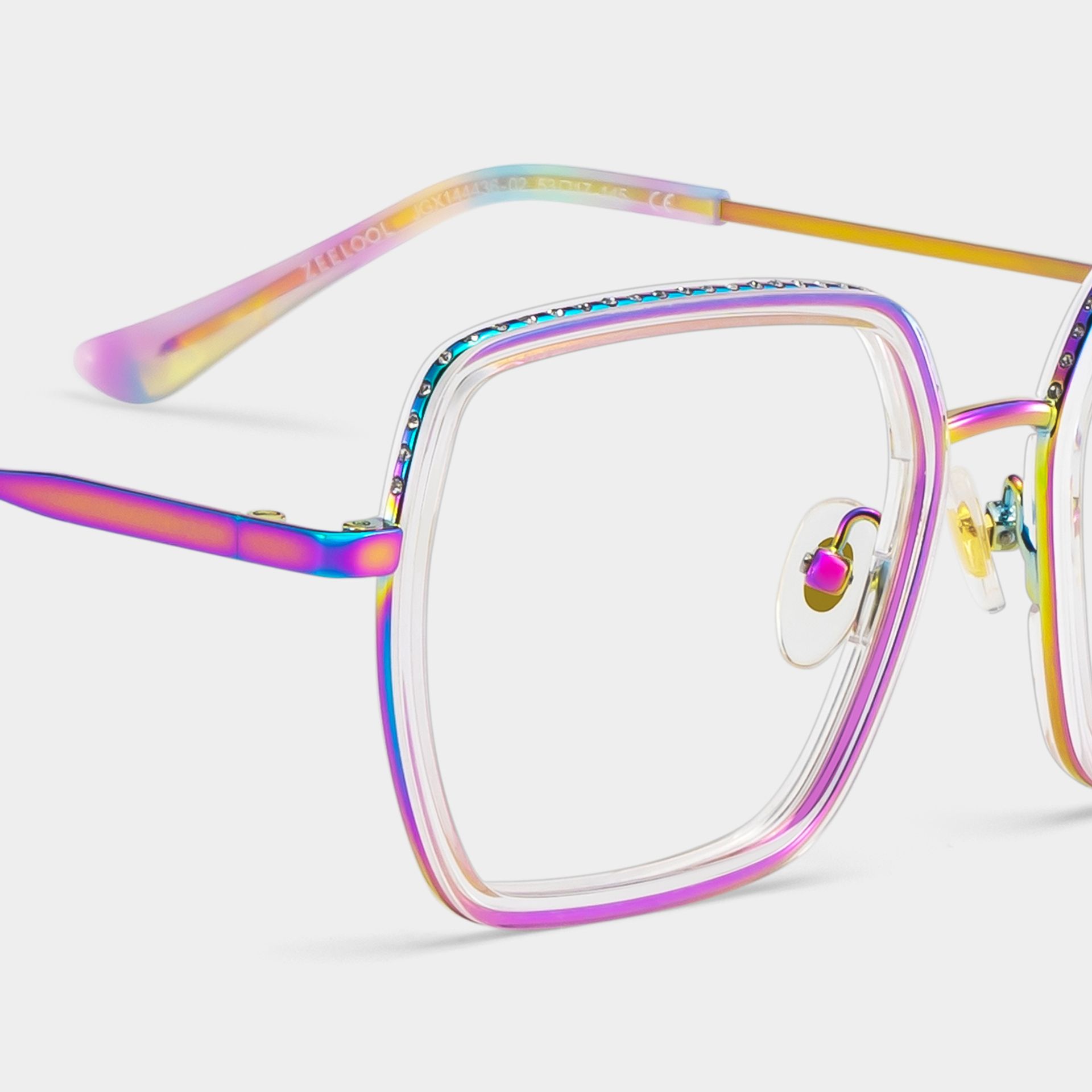Square Iridescent Eyeglasses- Fiona Mixed Frame Glasses4