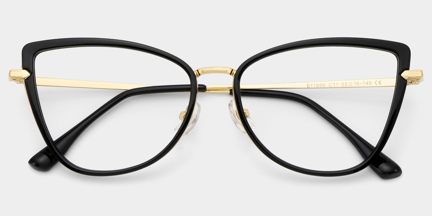 Cat eye Black Eyeglasses- Sloane Mixed Frame Glasses1
