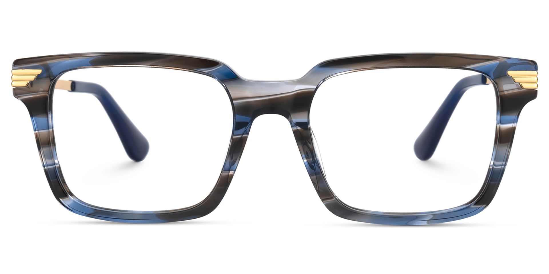 Blue Rectangle Eyeglasses With Metal Arms1