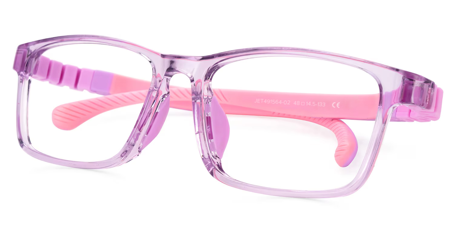 Arddin Rectangle Purple Frame Eyeglasses for Tweens1