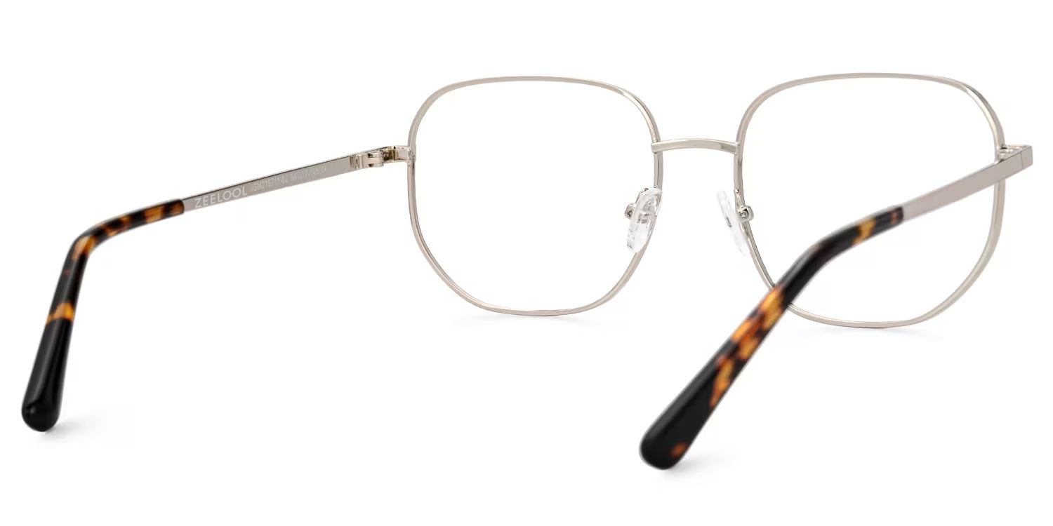 Steeve Metal Square Silver Frame Glasses | ZEELOOL UK3