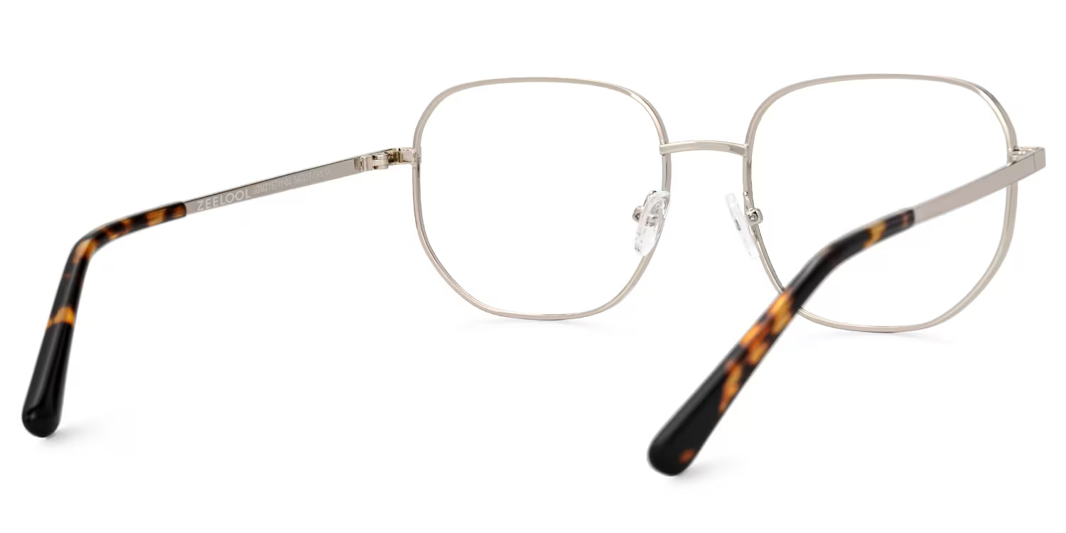 Steeve Metal Square Silver Frame Glasses | ZEELOOL UK3