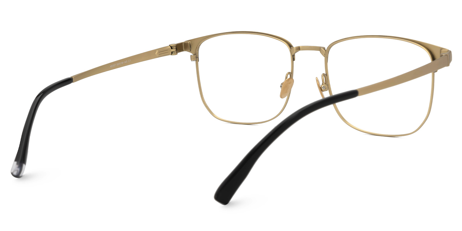 Rondon Titanium Rectangle Gold Frame Glasses | ZEELOOL UK3