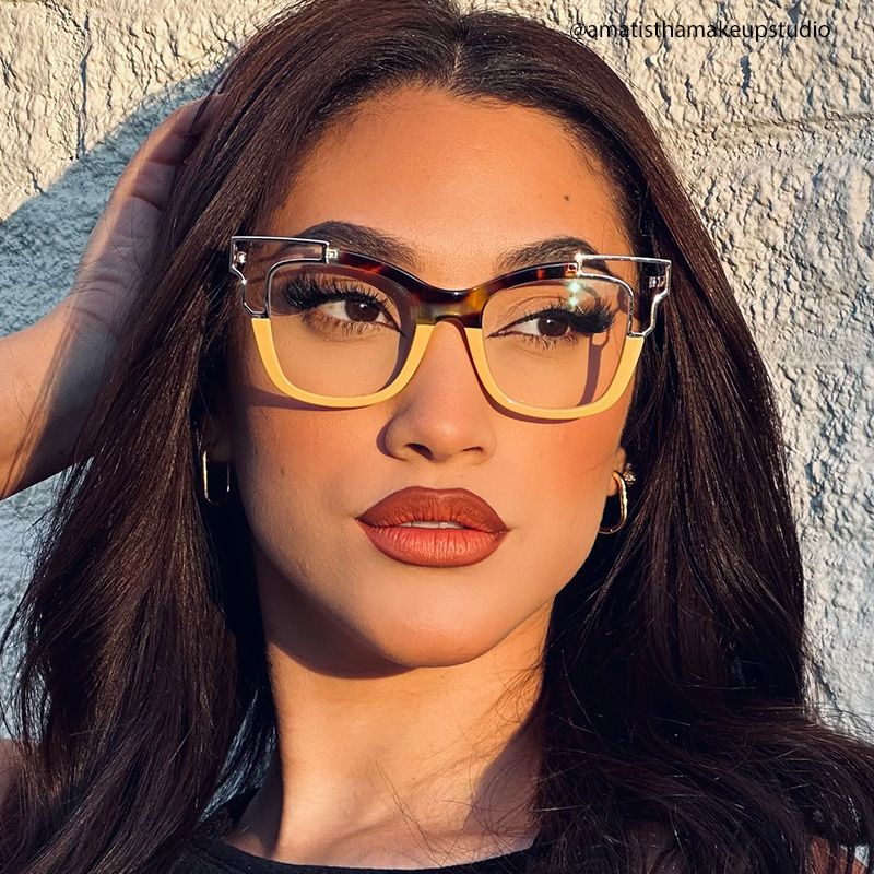 Rhoden Yellow Cateye Frame Glasses | Zeelool9