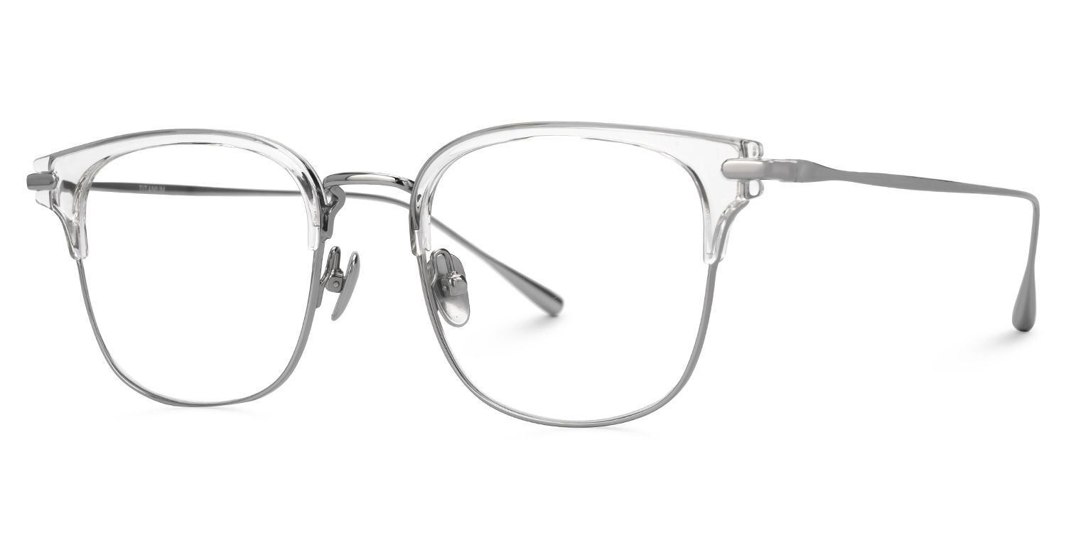 Mecca Clear Eyeglasses with Browline Shape | ZEELOOL UK1