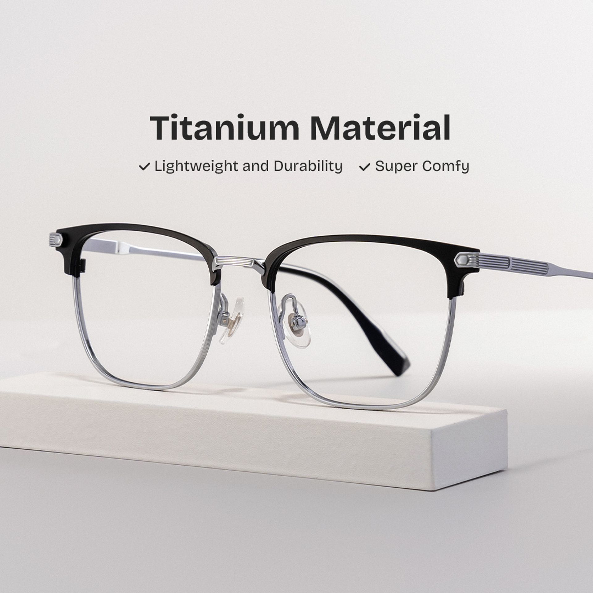 Men's Titanium Eyeglass Frames with Browline Shape0