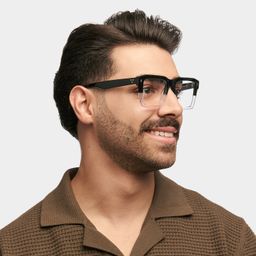 Kenish Square Black Clear Glasses1