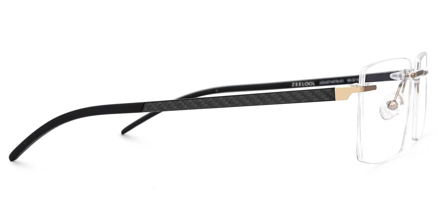 Halstead Rectangle Black Rimless Glasses | ZEELOOL UK2