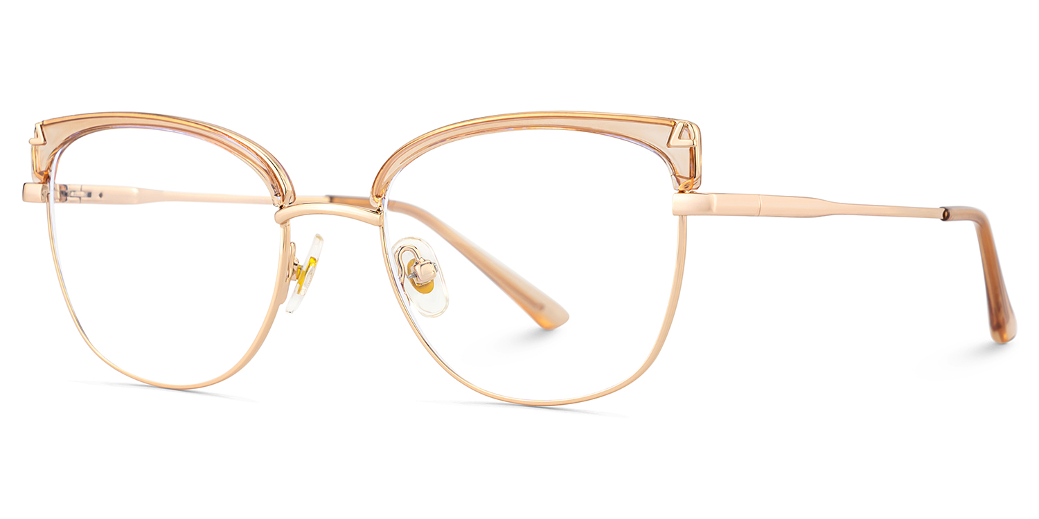 Beau Eyeglasses in Cat eye Beige Gold Frame | ZEELOOL UK3