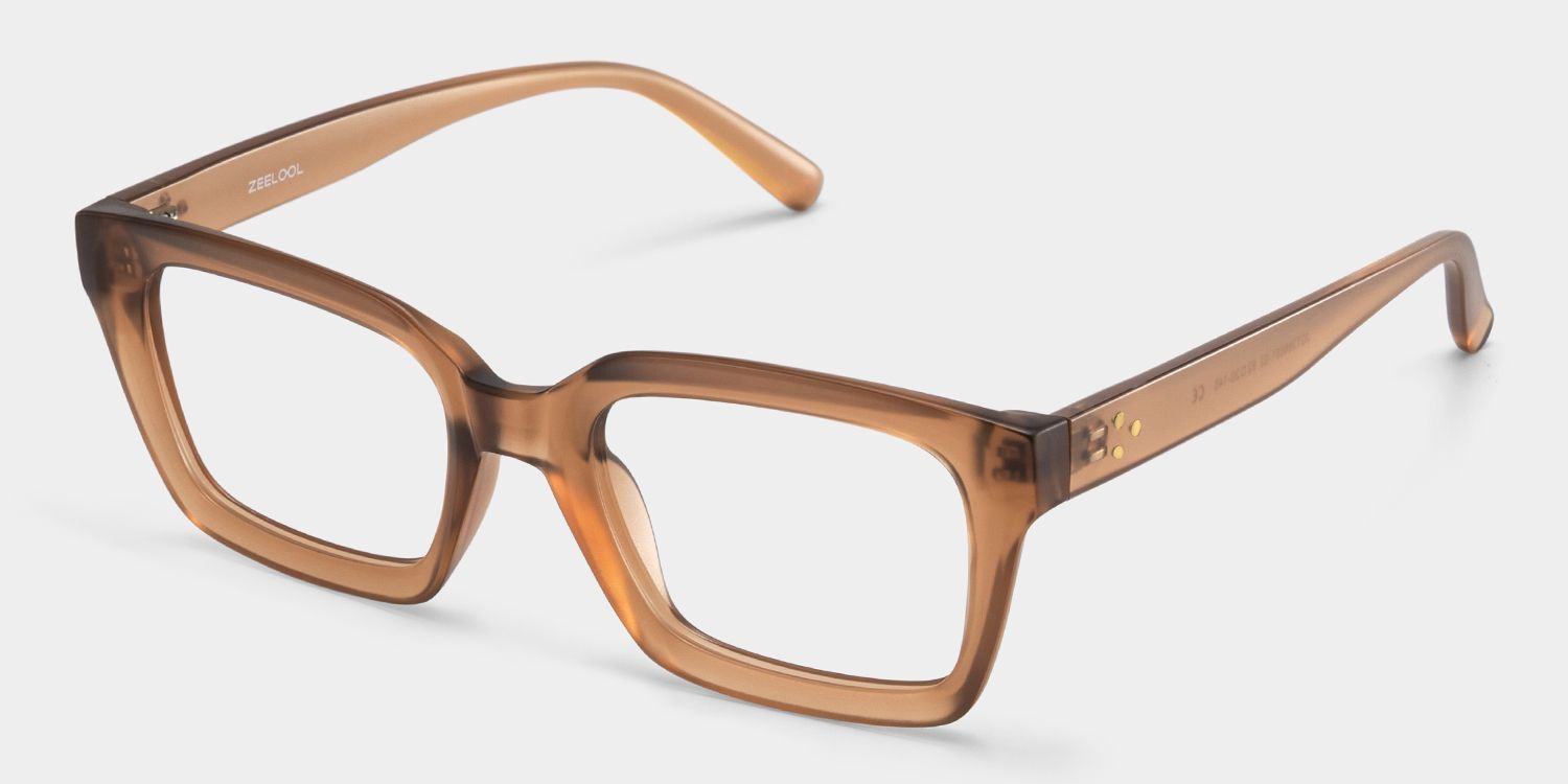 Marley Transparent Beige Rectangle Glasses for Ladies | ZEELOOL2